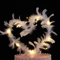ins wind net red variety feather decoration Birthday cake decoration warm lamp white wings feather ornaments batch hair