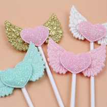Batch of 10 angel wings plug-in card birthday cake plug-in card decoration dessert table layout baking packaging