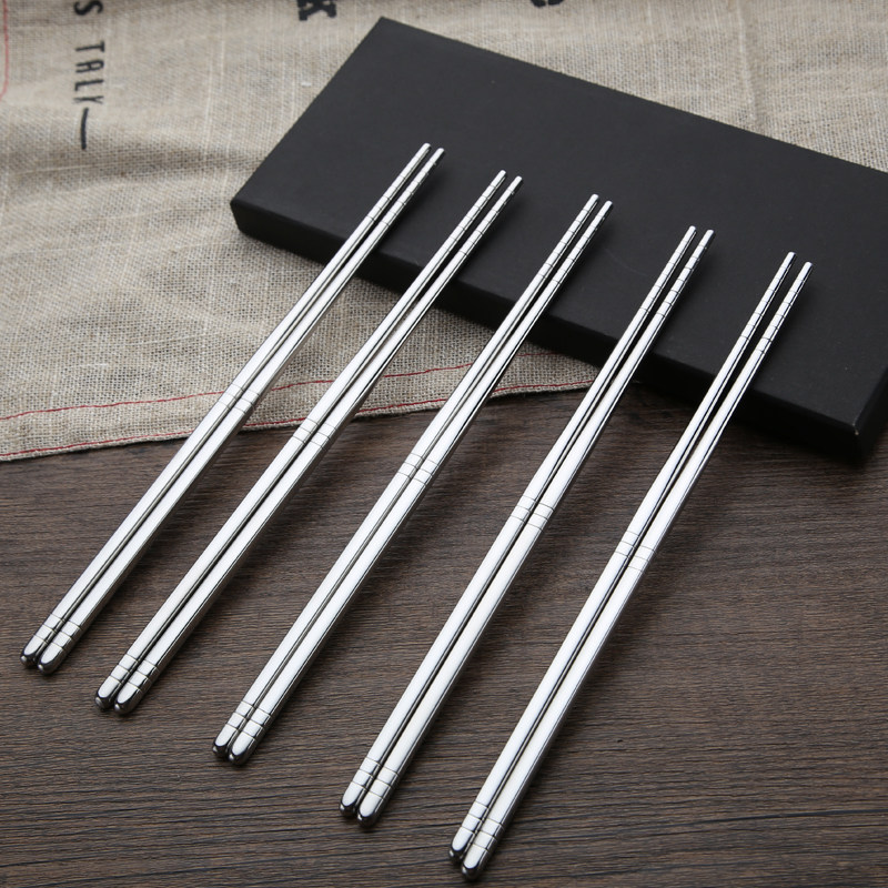 Home 5 Double fit 304 Stainless Steel Chopsticks Antibacterial Non-slip anti-slip and anti-high-temperature resistant and anti-fall easy to wash