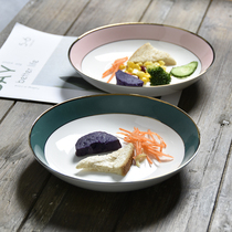 Ceramic plate Rice bowl tableware Bone China high-grade light luxury dish Net red Nordic creative simple ins soup plate deep plate