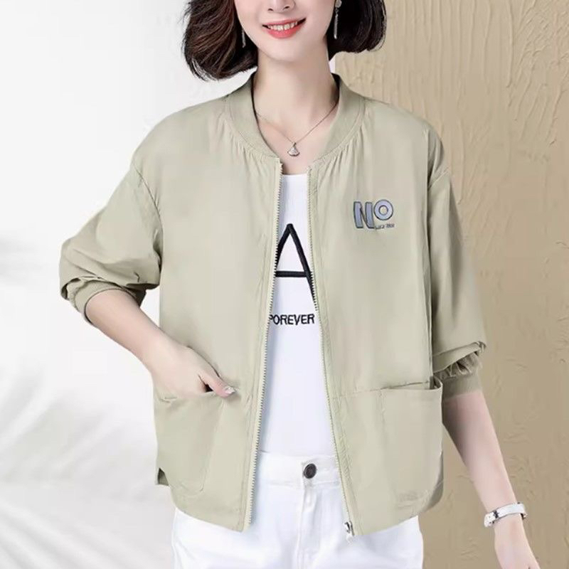 Sun Protection Clothing for Women 2025, Summer, Middle-Aged Mothers, Short Casual Sports Cardigan, Baseball Jacket, Thin Coat Sun Protection Clothing for Women 2025, Summer, Middle-Aged Mothers, Short Casual Sports Cardigan, Baseball Jacket, Thin Coat