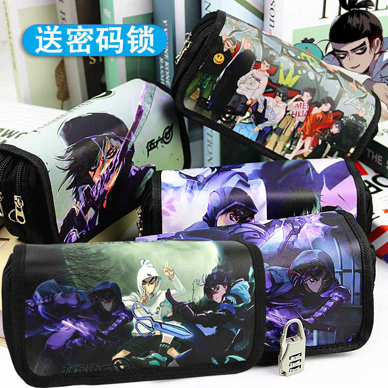 Assassin Wood 67 Pen Bag Large Capacity Student Boy Four Floors Code Lock Five 67 Pencil Case Canvas Lead Pencil Case