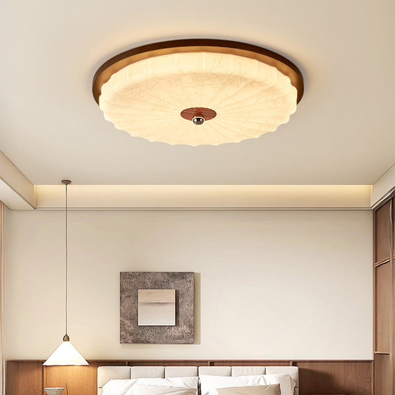 Song Dynasty Aesthetic Living Room Chandelier, Antique Style, Retro Walnut Color, French Printed Fabric, Bedroom, Dining Room, Whole House Lighting Fixtures