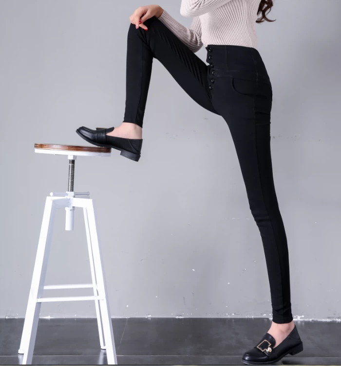 Quần legging nữ dài 2018 siêu dài mới xuân hè thu đông quần eo cao quần bút chì quần đen nữ