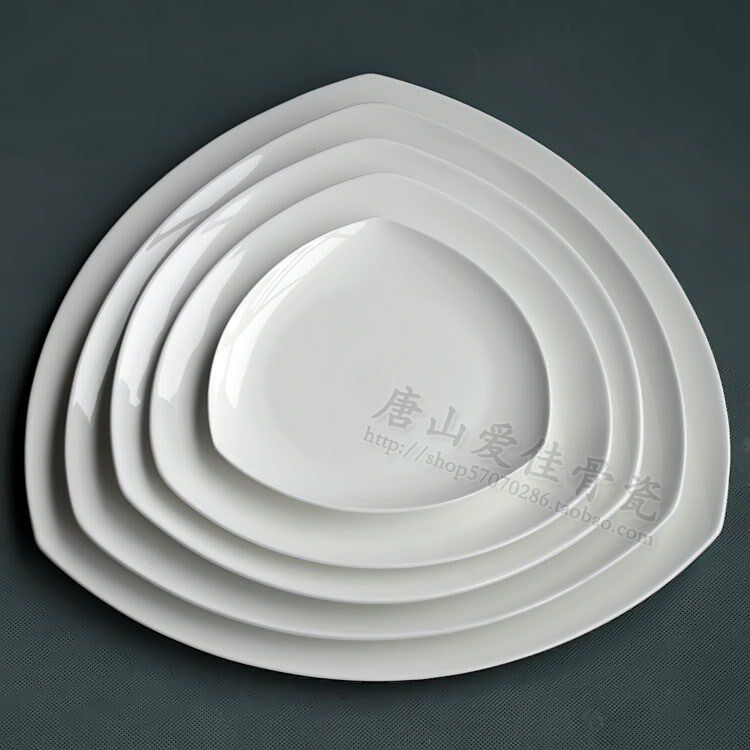 6 inches to 18 inches triangular moonlight plate special-shaped flat plate oversized Tangshan bone china flat plate