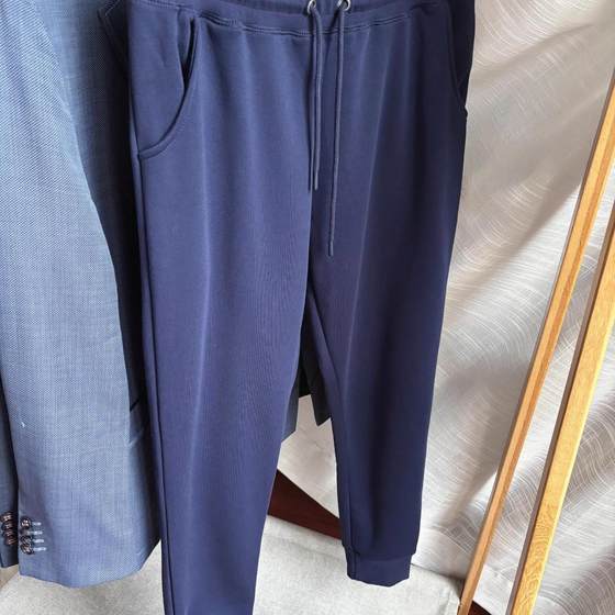 
Minimalist design Navy blue terry foreign trade men and women solid color cone version slim feet casual pants wardrobe sports