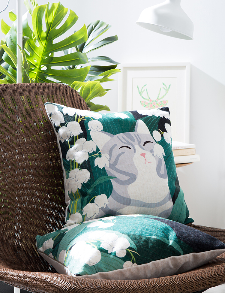 Vườn Bách thảo mèo bông gối đệm sofa đệm Bắc Âu văn phòng thắt lưng gối đệm cửa sổ vịnh tươi Mỹ - Trở lại đệm / Bolsters gối và mền 2 trong 1