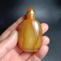 E9 natural agate snuff bottle hand carved
