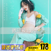 261 new pregnant woman photo shooting studio mens clothing big fan cover theme sexy suit photo clothes