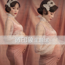  1869 new beautiful and sexy pregnant women photos modern socialite retro style shooting studio photo theme clothing