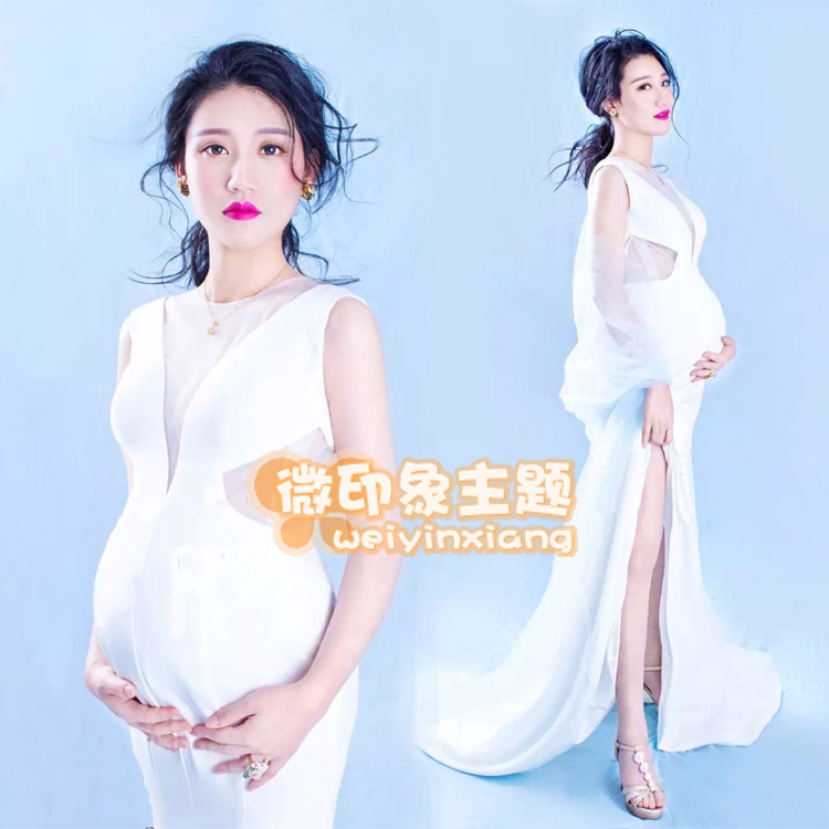 2018 new exhibition photos of pregnant women to write real themed gowns dress private room to shoot big bells big belly mommy art photos