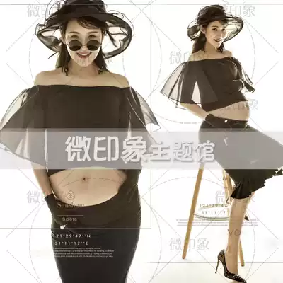 2018 pregnant women photo studio photo theme clothing retro modern girl big belly mommy art photo strapless studio