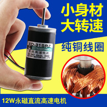 12W permanent magnet DC high speed brushed motor micro long shaft motor small pure copper speed motor silent