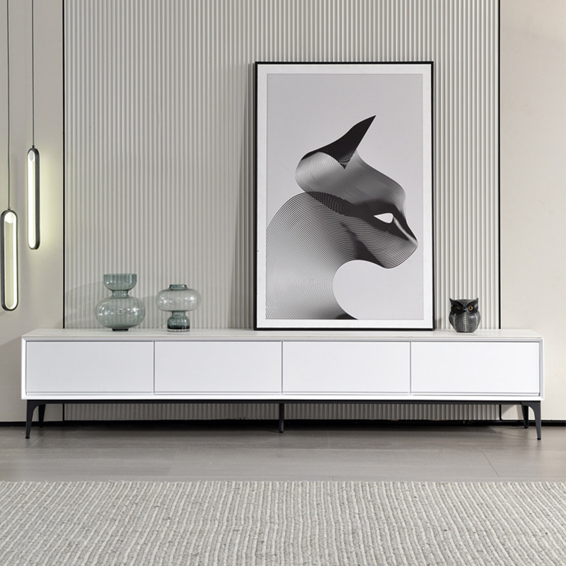Slate tea table TV cabinet combination modern minimalist light luxury Italian minimalist small apartment floor-to-ceiling living room TV cabinet