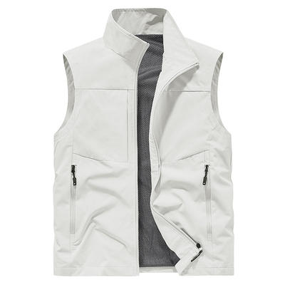 Men's spring and autumn thin, high-end solid color stand-up collar polo men's outdoor vest men's breathable autumn top