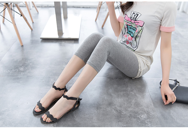 Mặc một chiếc quần cắt vào mùa hè, căng của phụ nữ, kích thước lớn, xà cạp modal mỏng, eo cao, tự canh tác, 7 điểm, quần short, quần short đồ nữ đẹp