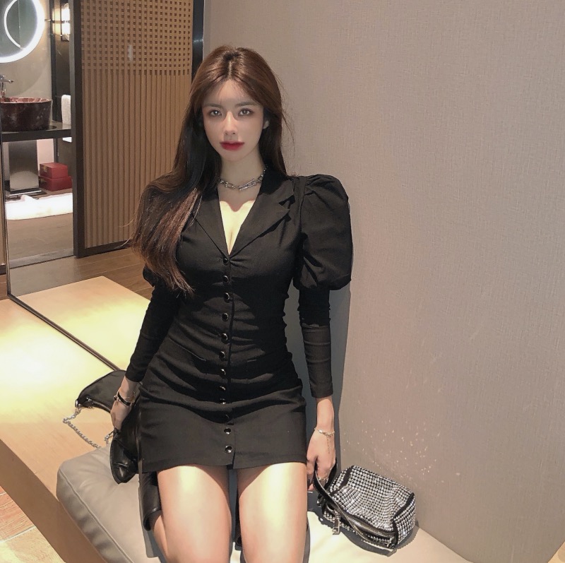 Real price new style in spring: slim waist long sleeve dress with sexy high waist and bottom buttocks