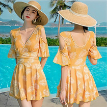 Swimwear women Summer Beach 2021 New Fashion thin Conservative belly thin boxer jumpsuit