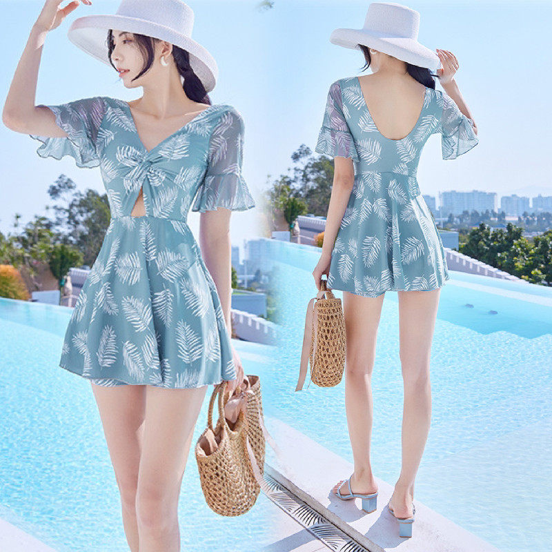 Seaside Swimwear Fairy Fan Chains Sskinny Conservative Even Bust South Korea ins2022 New Spa Swimsuit