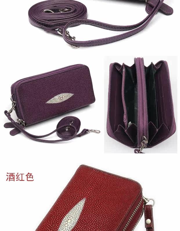 Клатч 正品新款女士式珍珠鱼皮双拉链手拿包票夹纯正手包可斜跨厂价直销 OTHER