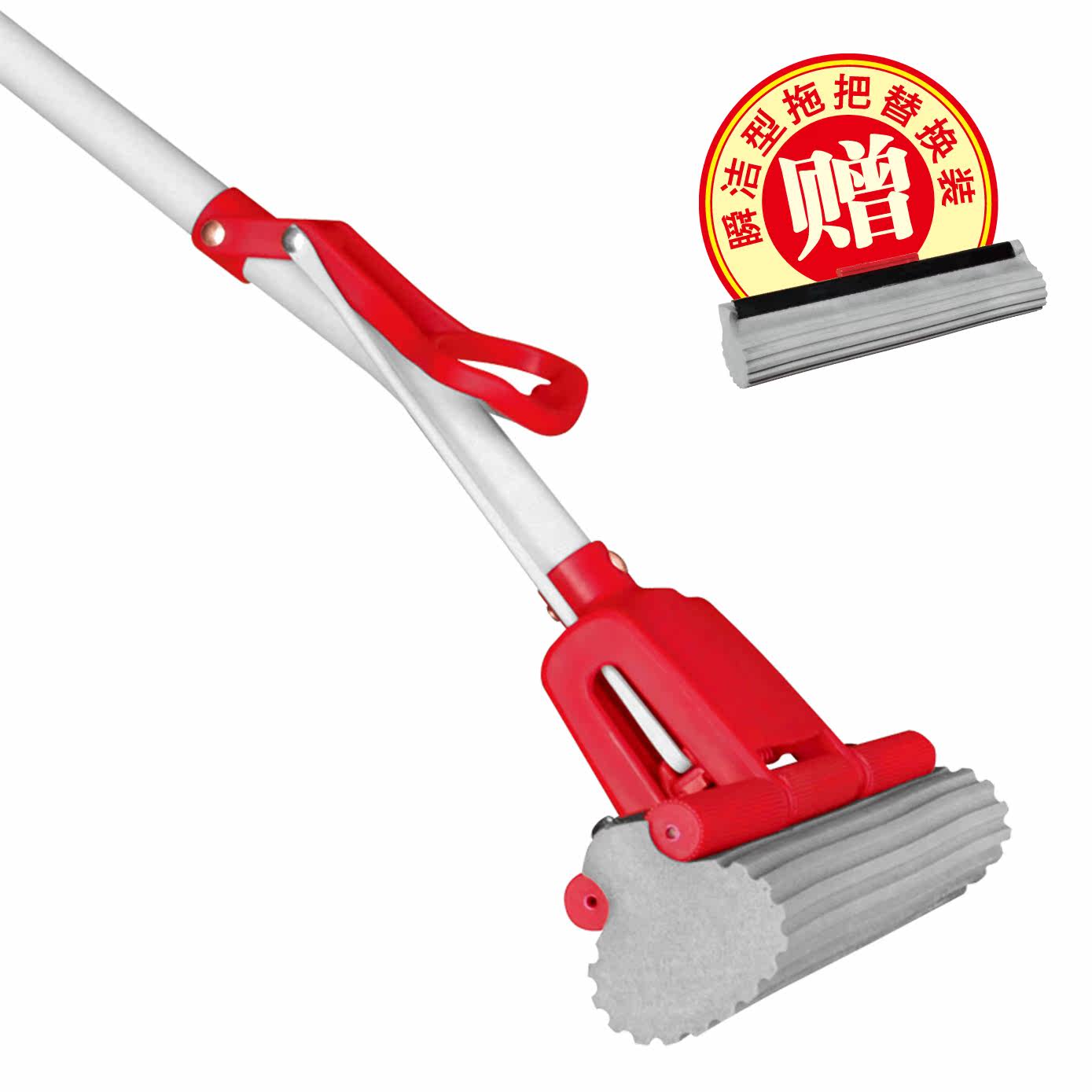 yekee/宜洁宜洁滚轴式胶棉拖把挤水吸水海绵拖把地拖把头拖布包邮