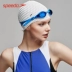 Mũ bơi Speedo Đàn ông và phụ nữ không thấm nước lông tai dài thoải mái đàn hồi cao cộng với mũ bong bóng màu trắng