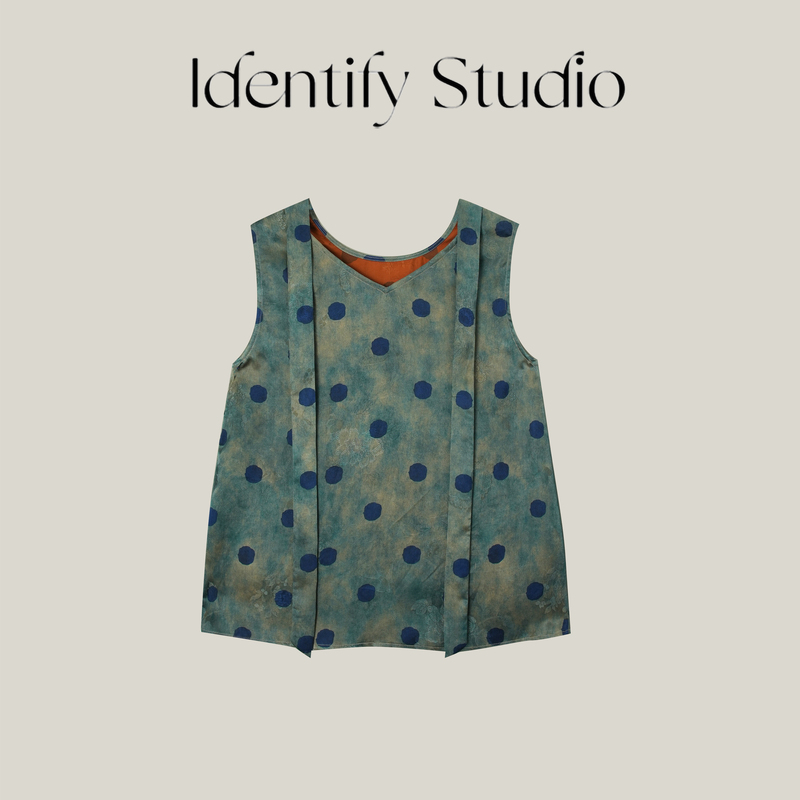 Identify Summer New Vintage Gradient Blue Polka Dot Design Mulberry Silk Vest 26Sszx0516027 Identify Summer New Vintage Gradient Blue Polka Dot Design Mulberry Silk Vest 26Sszx0516027