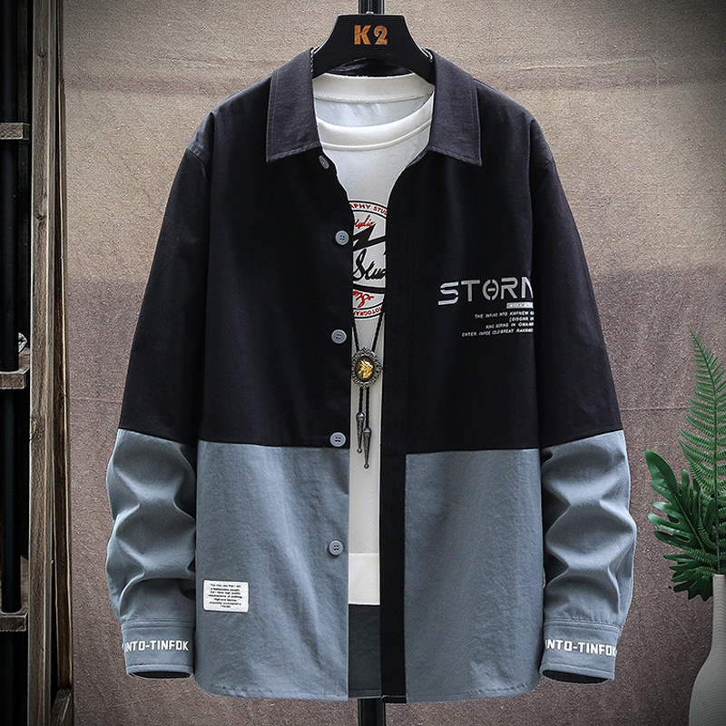 Long sleeve shirt men's spring Chauded Chains Colors Ins Teen Shirts Spring Autumn boys casual jacket blouses