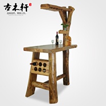 American creative home bar table partition Living Room bar wine cabinet solid wood original ecological log furniture camphor wood