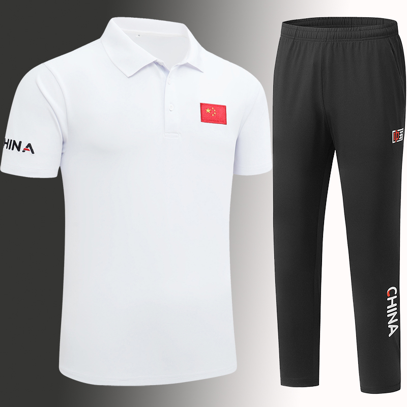National Team Sports Suit for Men, Summer Quick-Drying Short-Sleeved Long Pants Two-Piece Set, Fitness Running Martial Arts Coach Uniform T-Shirt National Team Sports Suit for Men, Summer Quick-Drying Short-Sleeved Long Pants Two-Piece Set, Fitness Running Martial Arts Coach Uniform T-Shirt