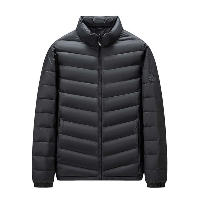 2026 Men's Black Short down Jacket with Stand Collar, Lightweight and Warm, Perfect for Layering, Casual Outerwear for Teenagers