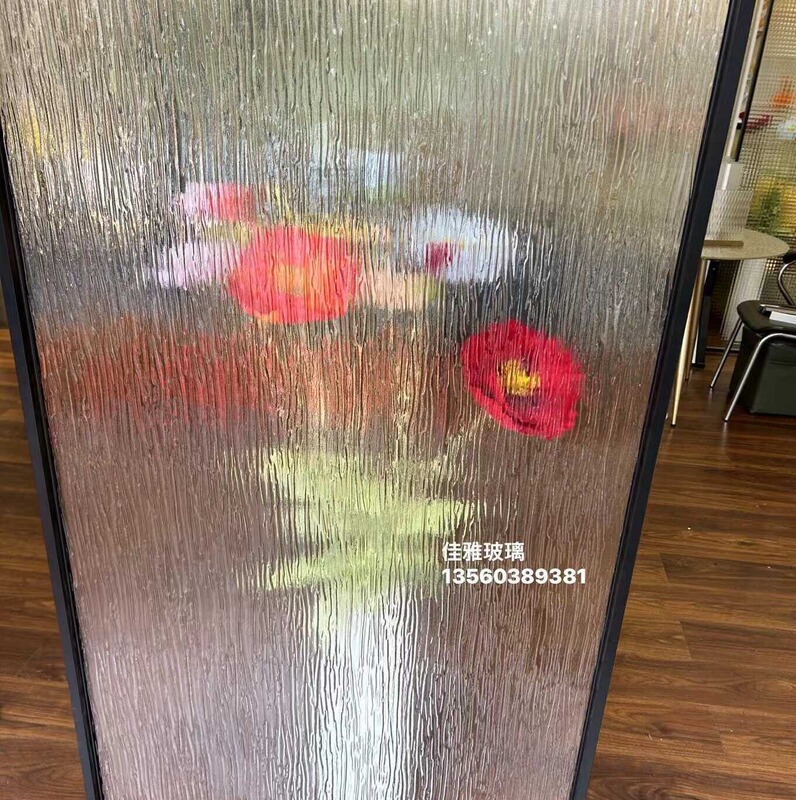 Ultra White Big Rain Flower Small Rain Bark Pattern Diamond Water Wave Stone Pattern Embossed Tempered Screen Entrance Partition Glass