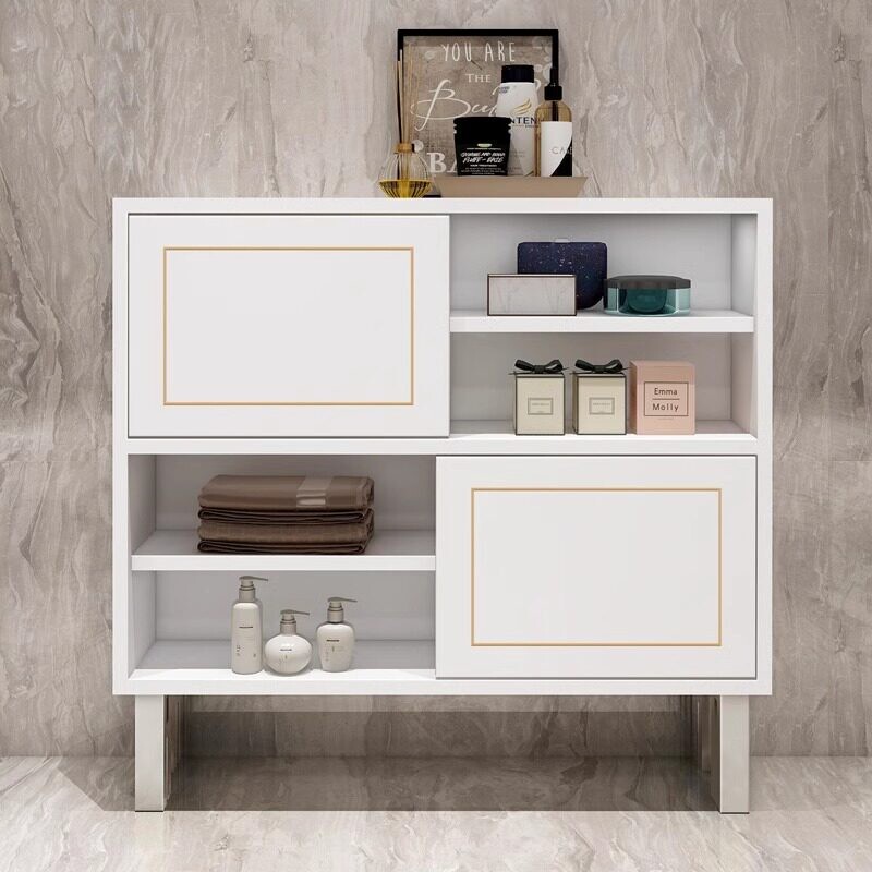 Bathroom Side Cabinet Wall-Mounted Bathroom Sliding Door Floor-Standing Storage Solid Wood Storage Cabinet Living Room Partition Shoe Cabinet