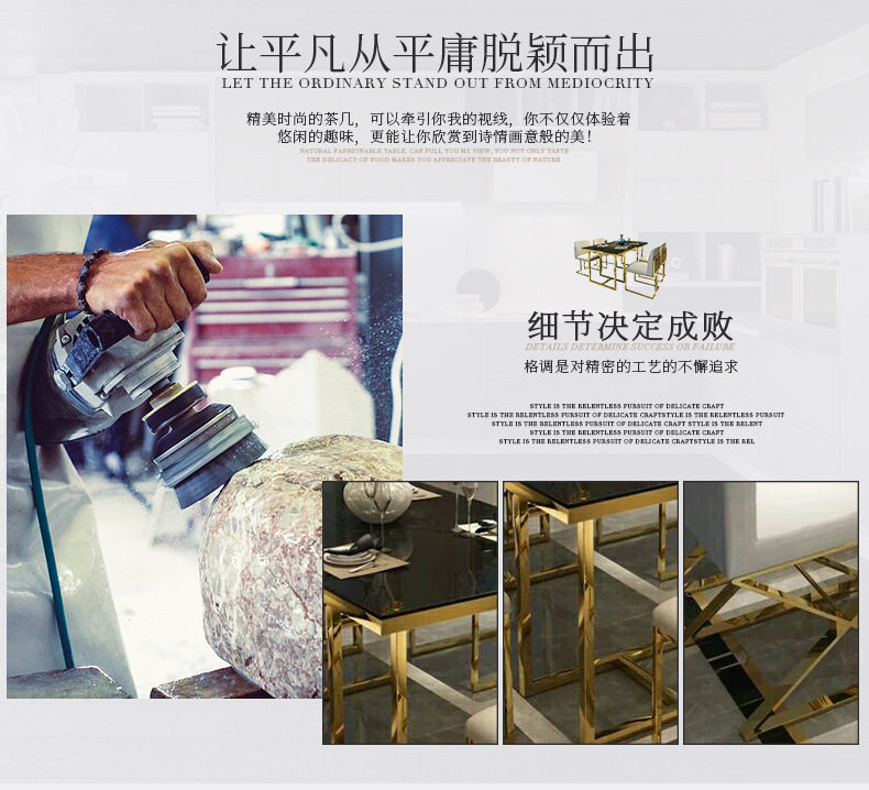 стол со стульями 新品欧式不锈钢长方形玻璃家用客厅小户型餐桌椅组合样板间展品 Other