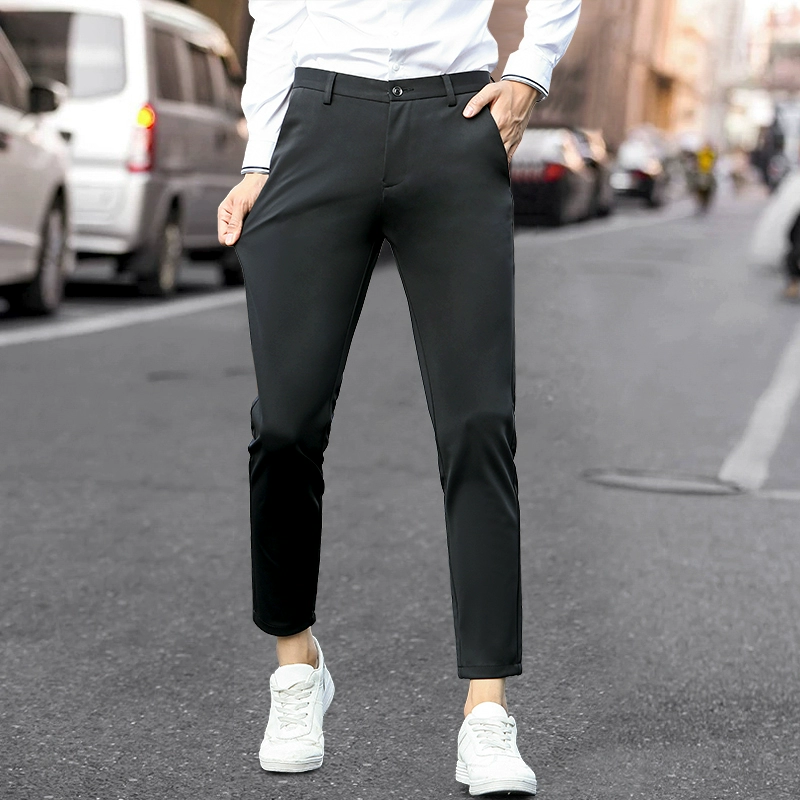 Phiên bản Hàn Quốc của quần chín điểm quần nam phù hợp với quần co giãn quần nam quần lửng ống chân thẳng phù hợp với quần âu - Suit phù hợp