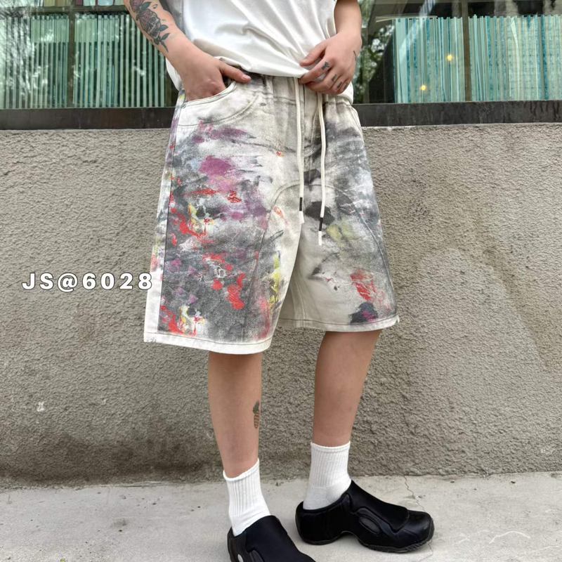 Su Jin 3 Summer Unisex Trendy Brand High-Quality Graffiti Loose Washed Cotton Five-Point Casual Shorts Dk6028
