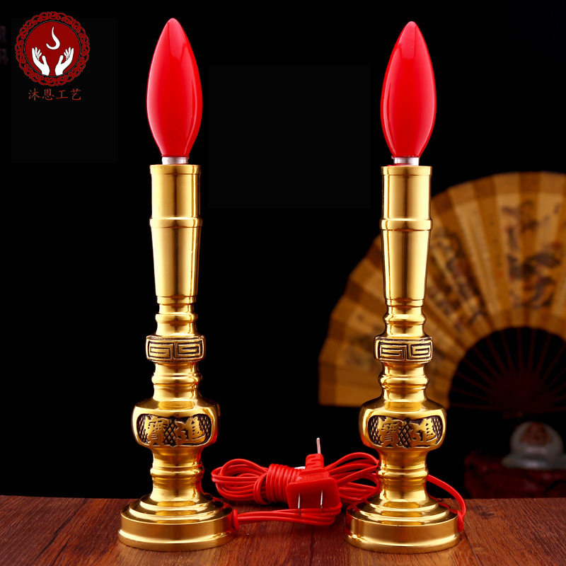 Muen Pure Copper Electric Candle Electric Candles Buddha Supplies Home God Ornaments Electric Candles Factory Direct Sales