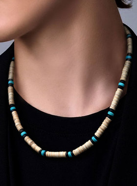 KS原创设计波西米亚项链男士高级感chocker复古白色情侣锁骨链女