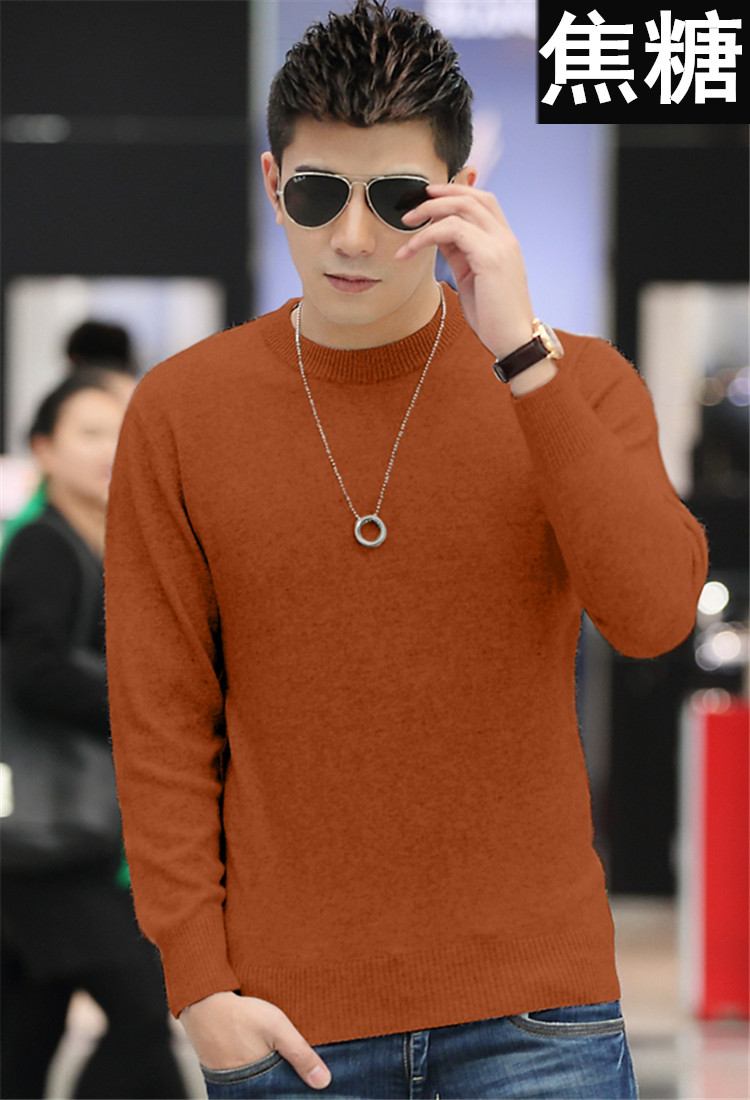 Áo len nam cổ tròn mùa thu và mùa đông Áo dệt kim cashmere V-cổ Kích thước lớn Loose Solid Màu áo len hoodie nam