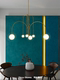 French-Style Light Luxury Minimalist Nanyang Vintage Living Room Retro Molecular Fountain Art Pure Copper Glass Sphere Chandelier