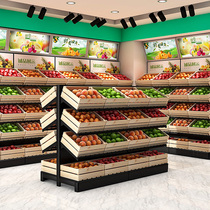 Supermarket steel wood fruit shelf display rack Vegetable shop fresh store display rack Fruit and vegetable rack Creative multi-layer container