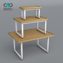 Steel and wood shelves Three-layer flow water table Mingchuang excellent wooden jewelry rack Nakajima display cabinet Clothing store display table