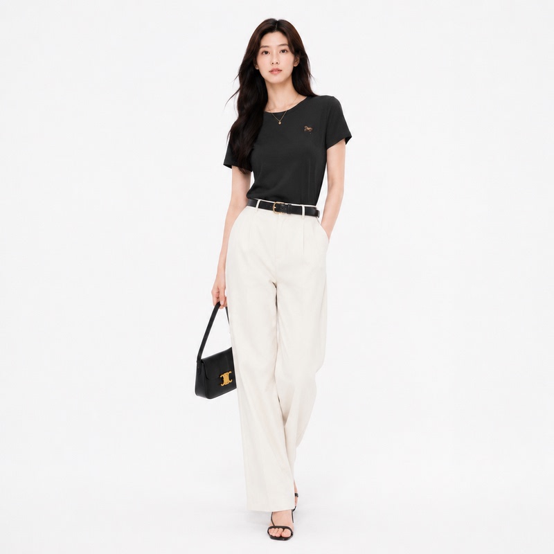 2026 Summer Little Horse Embroidery Round Neck Casual Fashion Trendy Top Women's Clothing/85599 2026 Summer Little Horse Embroidery Round Neck Casual Fashion Trendy Top Women's Clothing/85599