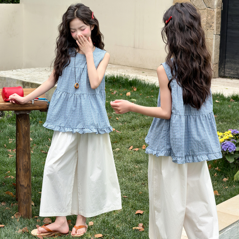 Girls' Summer Outfit Set 2026 New Style Big Kids' Clothing Korean Style Children's Wear High-End Look Middle School Student Clothes