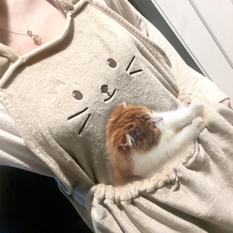 Cat sleeping bag intimate bib cute to enhance feelings non-stained hair adjustable pocket ins Japanese pet supplies