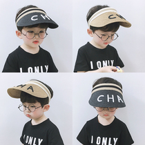 Childrens hat summer sun hat sunscreen boy empty top hat summer duck tongue big hat brim Korean version of parent-child Beach straw hat