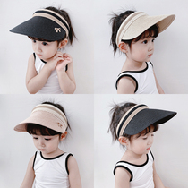 Childrens sunscreen cap female baby empty top sun hat boy straw hat big hat brim summer sun hat duck tongue without top hat