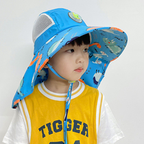 Childrens sunscreen hat UV protection Boy Summer big hat brim boy and boy fisherman hat thin summer sun hat