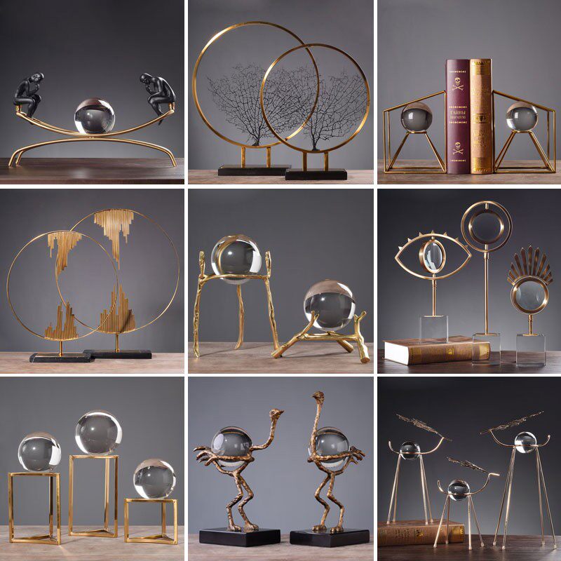 Nordic Light Lavish Creative Water Crystal Ball Swing Piece Home Villa Boilerplate Room Wine Cabinet Bookcase Genguan Adornment