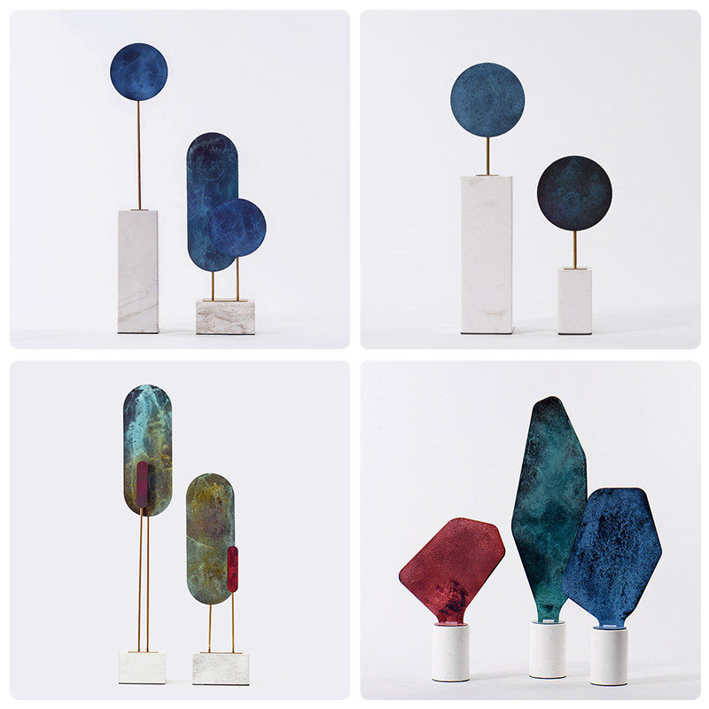 Nordic Modern Minimalist Geometric Marble Soft Decoration Living Room TV Cabinet Hotel Genguan Creative Metal Pendulum